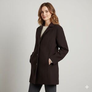 Eileen Fisher Brown Merino Wool Blazer Coat - Medium